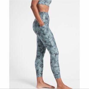 Athleta Leggings Womens Small Green Gray Salutation Stash Pocket Yoga Tie Dye